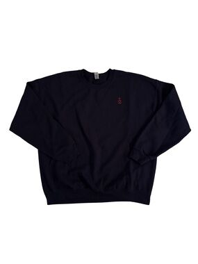 Public School Navy Crewneck Sweatshirt with Subtle Red Logo